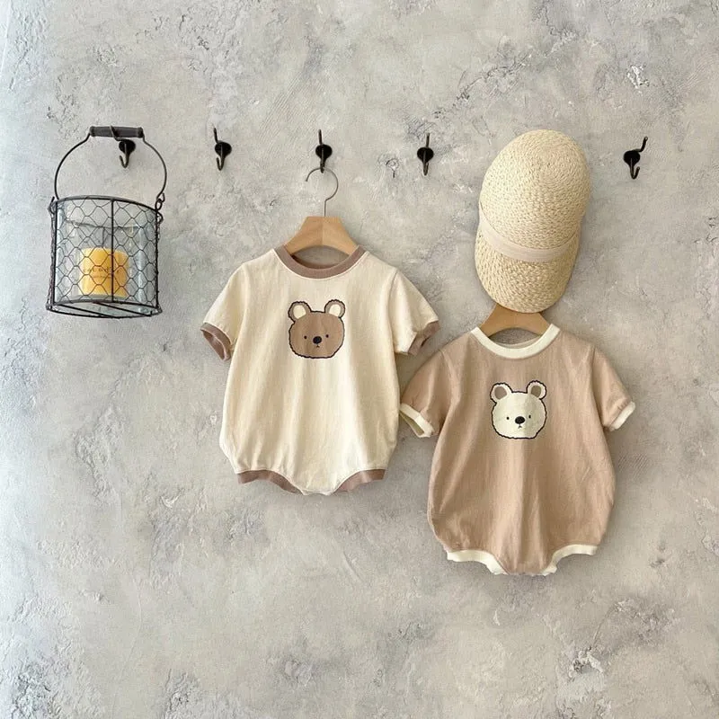 Adorable Cotton Cartoon Bear-themed Rompers