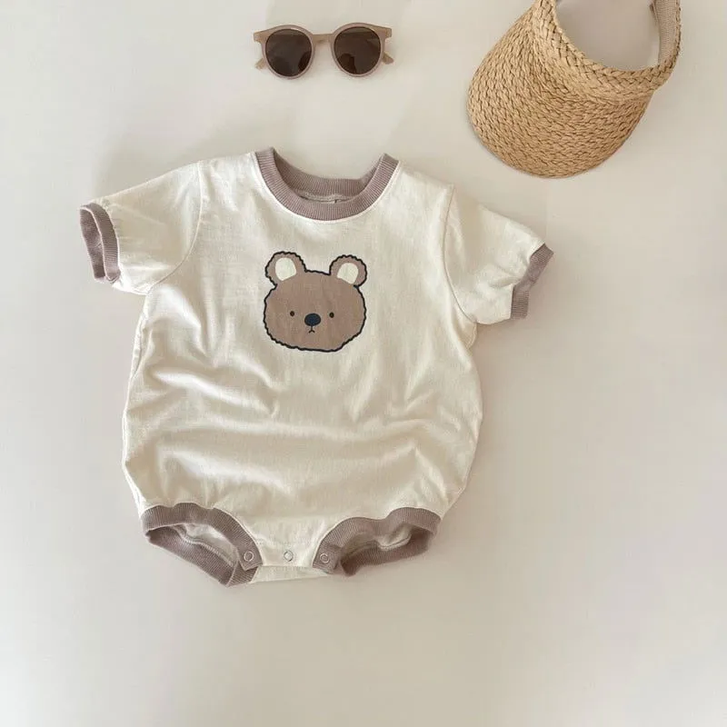Adorable Cotton Cartoon Bear-themed Rompers