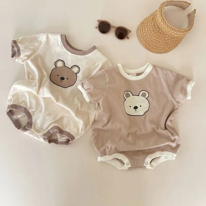 Adorable Cotton Cartoon Bear-themed Rompers