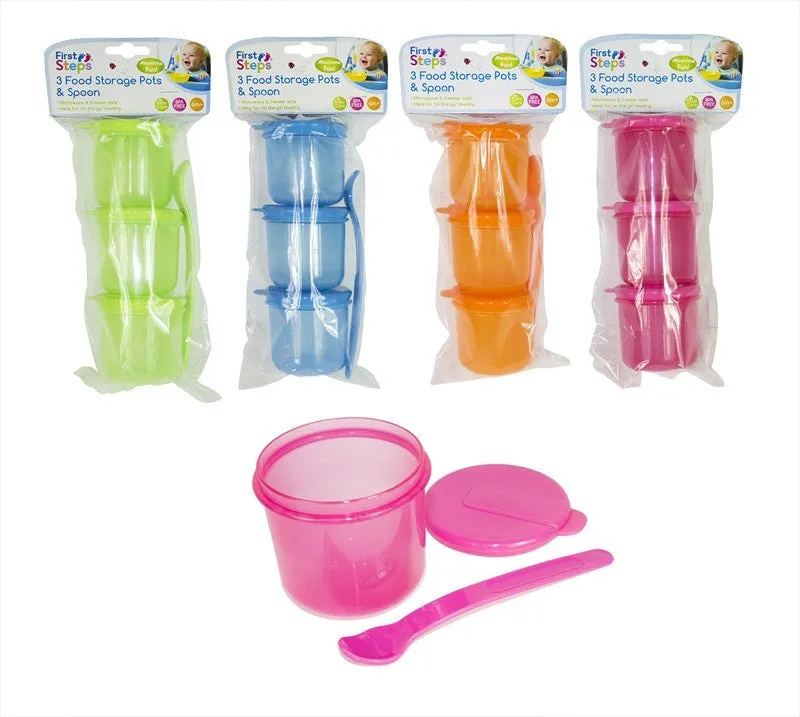 Baby Food Storage Pots with Spoon 3pk