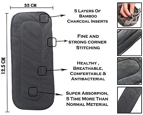 Babymoon 1 Cloth Diaper with 5Layers Grey Insert Premium Adjustable Reusable Cloth Diaper (Pink Circular)