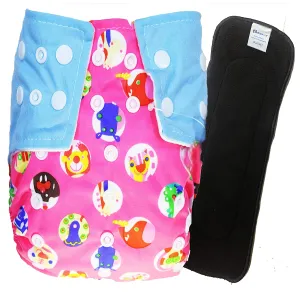 Babymoon 1 Cloth Diaper with 5Layers Grey Insert Premium Adjustable Reusable Cloth Diaper (Pink Circular)