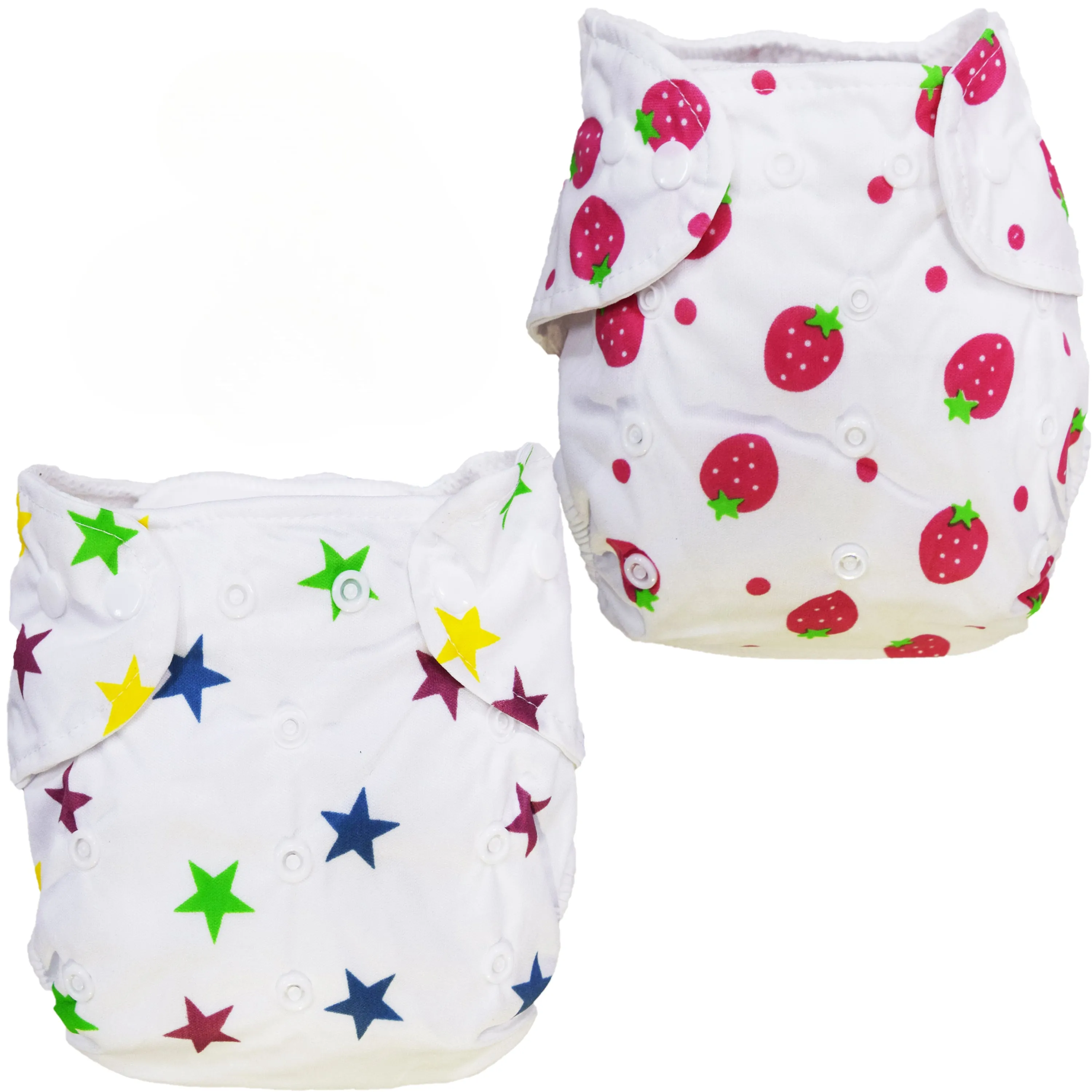 Babymoon | Set of 2 | Cloth Diaper | Premium Adjustable Reusable Cloth Diaper |  Strawberry | Star