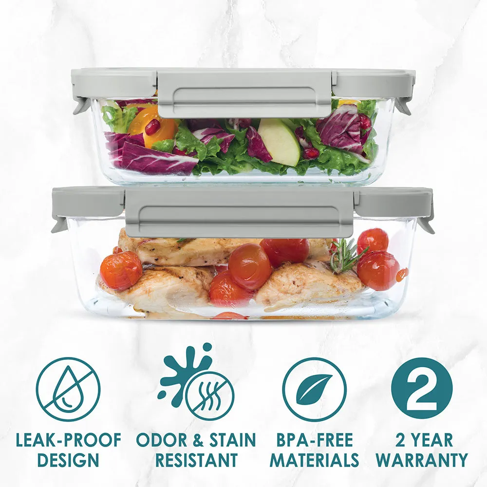 Bentgo Glass Leak-Proof Food Storage Set (4pc) - Pebble/Fog