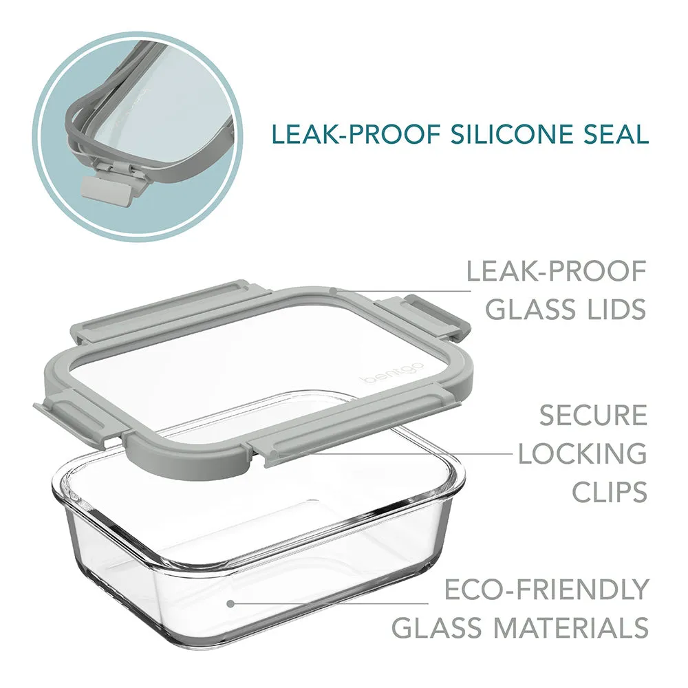 Bentgo Glass Leak-Proof Food Storage Set (4pc) - Pebble/Fog