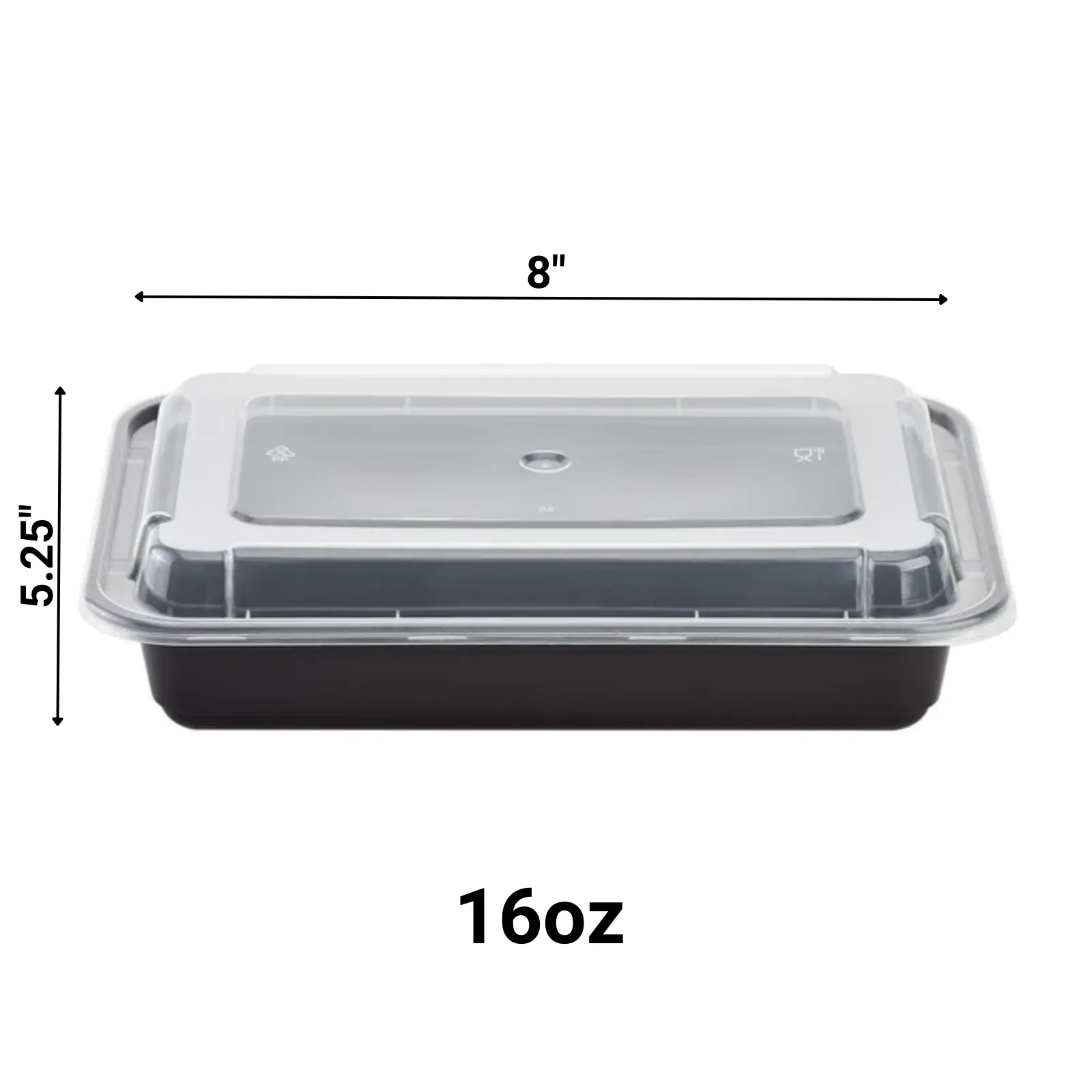 *BULK* 16oz. Black Rectangular Meal Prep / Bento Box Containers with Lids
