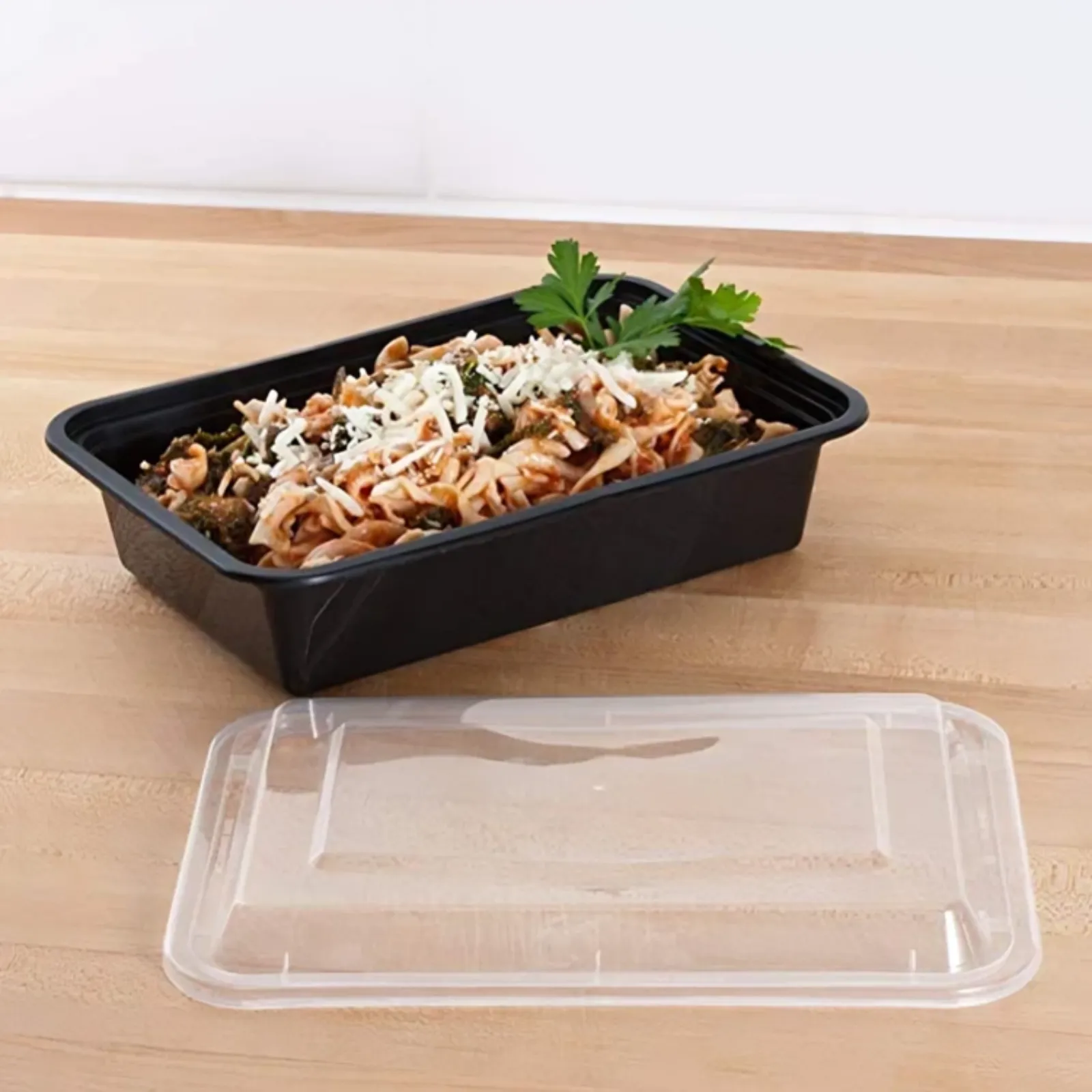 *BULK* 28oz. Black Rectangular Meal Prep / Bento Box Containers with Lids