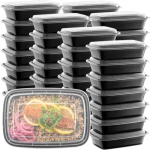 *BULK* 28oz. Black Rectangular Meal Prep / Bento Box Containers with Lids