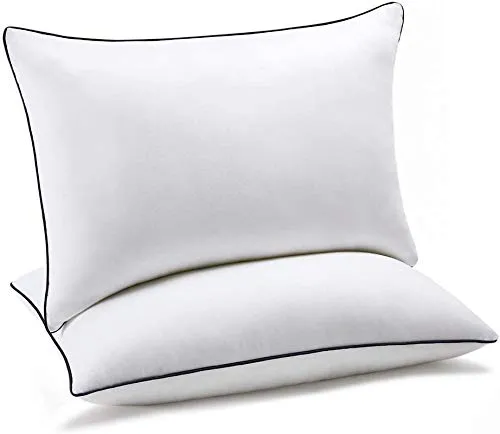 Daddy Cool 5 Star Hotel Soft Fluffy Microfiber Sleeping Pillow/Bed Pillow/Piping Pillow 17 X 27 Inch Pack of 2, White