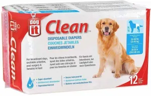 Dog It Clean Disposable Diapers - X-Large - 12 Pack - 55-90 lb Dogs - (20-26" Waist)