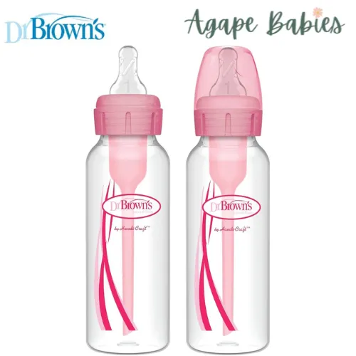 Dr Brown's 8 oz/250 ml PP Narrow-Neck "Options " Bottle - Pink (Twin Pack)