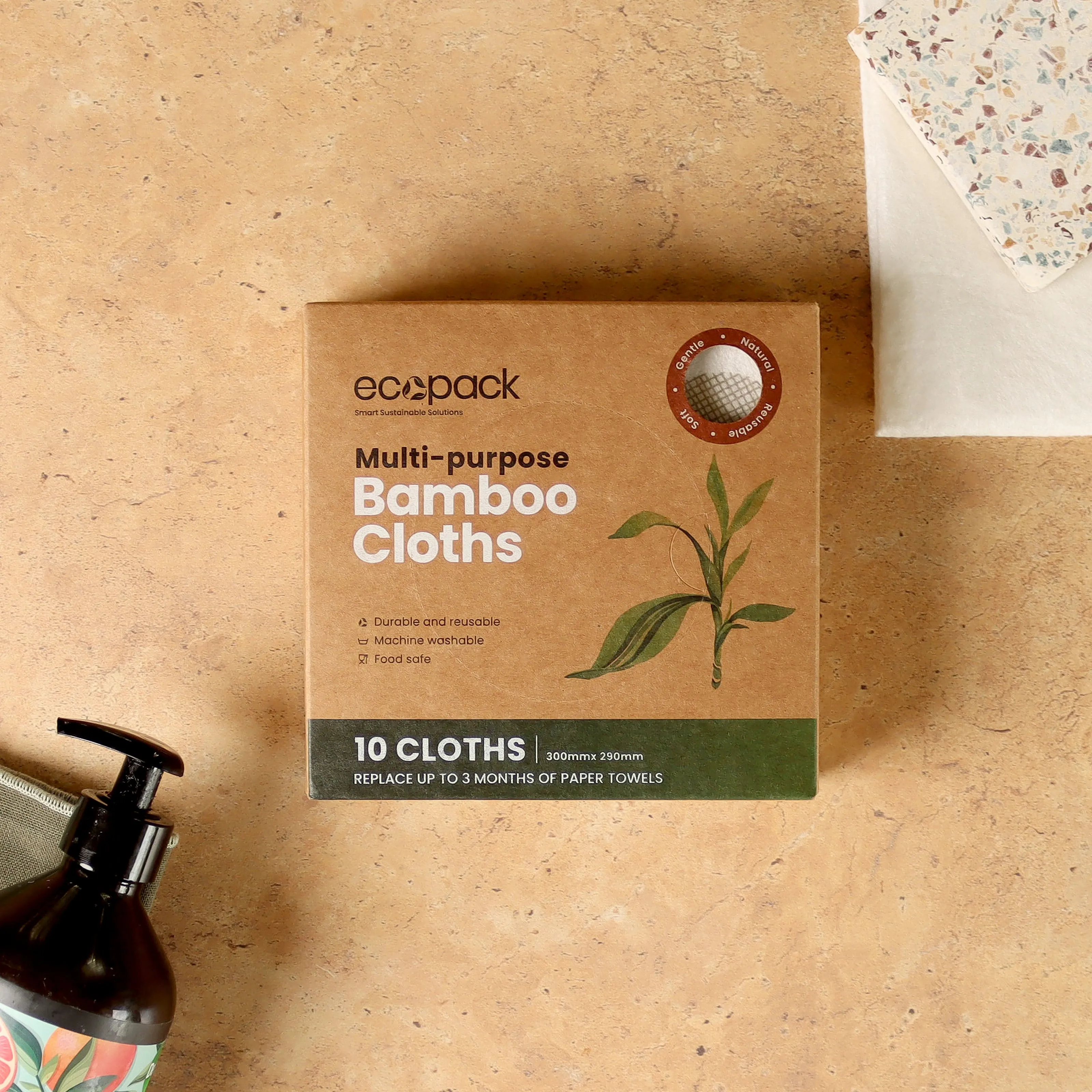 Ecopack Multi-Purpose Bamboo Cleaning Cloths (2 Boxes/20 Cloths)