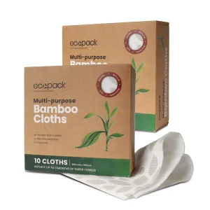 Ecopack Multi-Purpose Bamboo Cleaning Cloths (2 Boxes/20 Cloths)