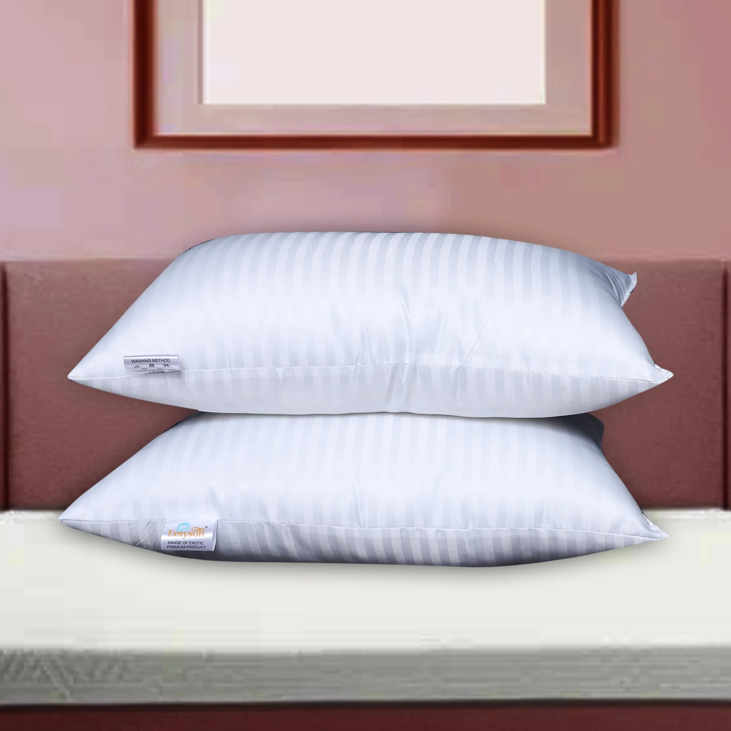 Eesysoft Bedding Bed Pillows for Sleeping Size 16x24 (White), 3 Pcs, Cooling Hotel Quality, for Back, Stomach, or Side Sleepers (Pack of 3)