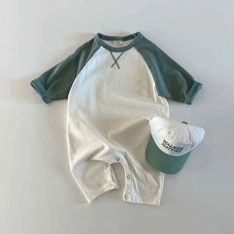 Fall Winter Color Blocking Soft Cotton One-Piece Jumpsuits