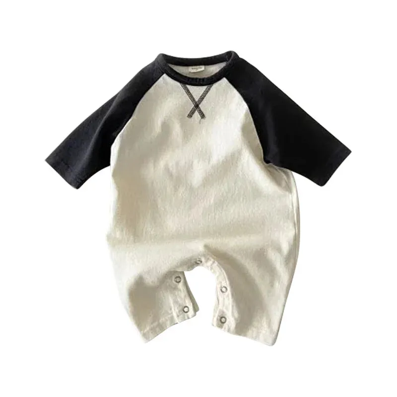 Fall Winter Color Blocking Soft Cotton One-Piece Jumpsuits