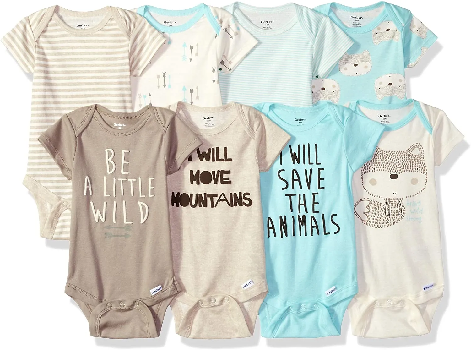 Gerber Unisex-Baby 8-Pack Short Sleeve Onesies Bodysuits