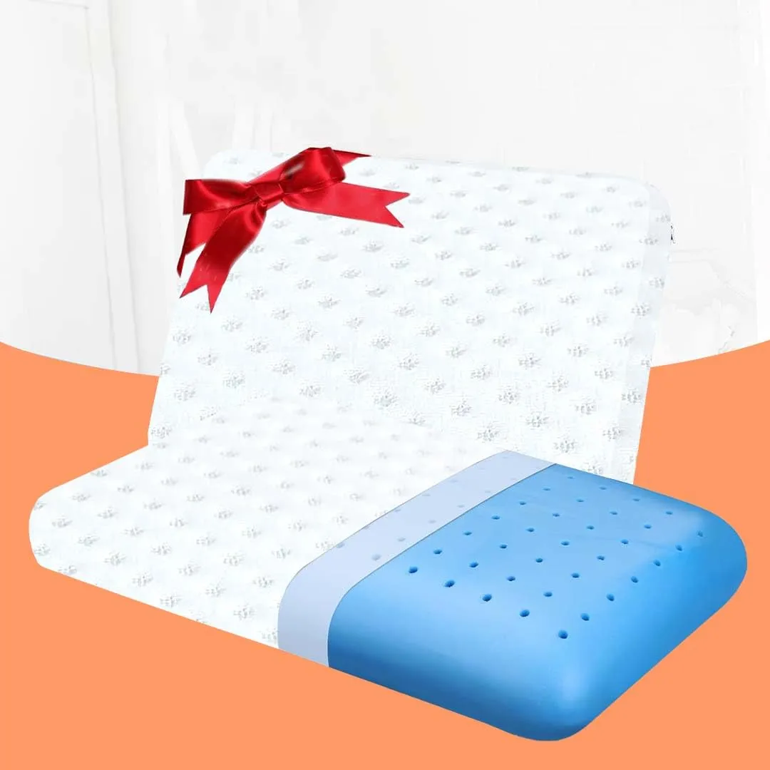 Homerz Premium Set of 4 Cooling Gel Orthopedic Bed Pillow for Sleeping - Ergonomic & Neck Pain Relief | Back Sleeper, Side Sleeper & Stomach Sleepers, 22x14x4.25 inch, Medium Firmness (4)