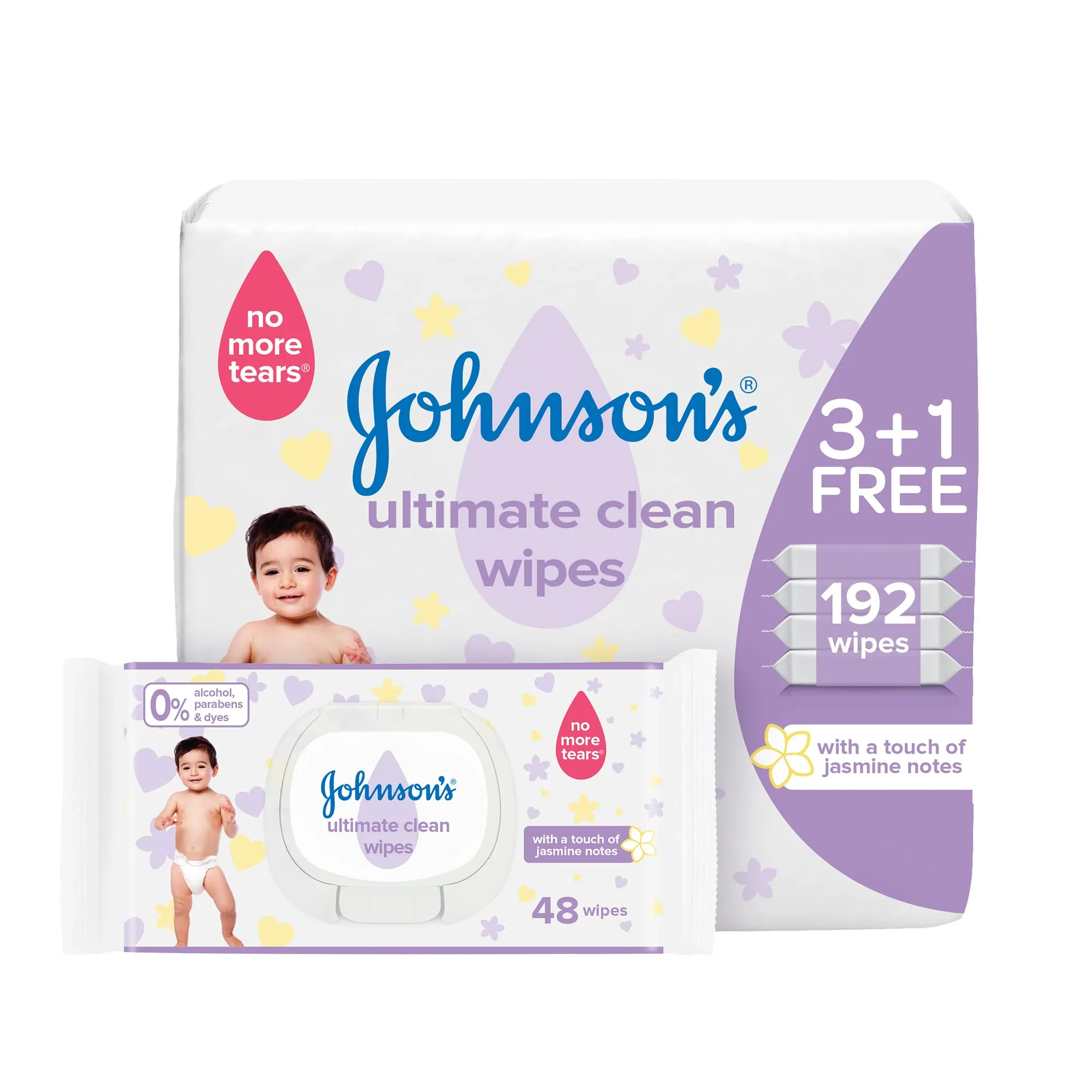Johnson's Baby Wipes - Ultimate Clean, 3  1 Packs of 48 Wipes, 192 Total Count