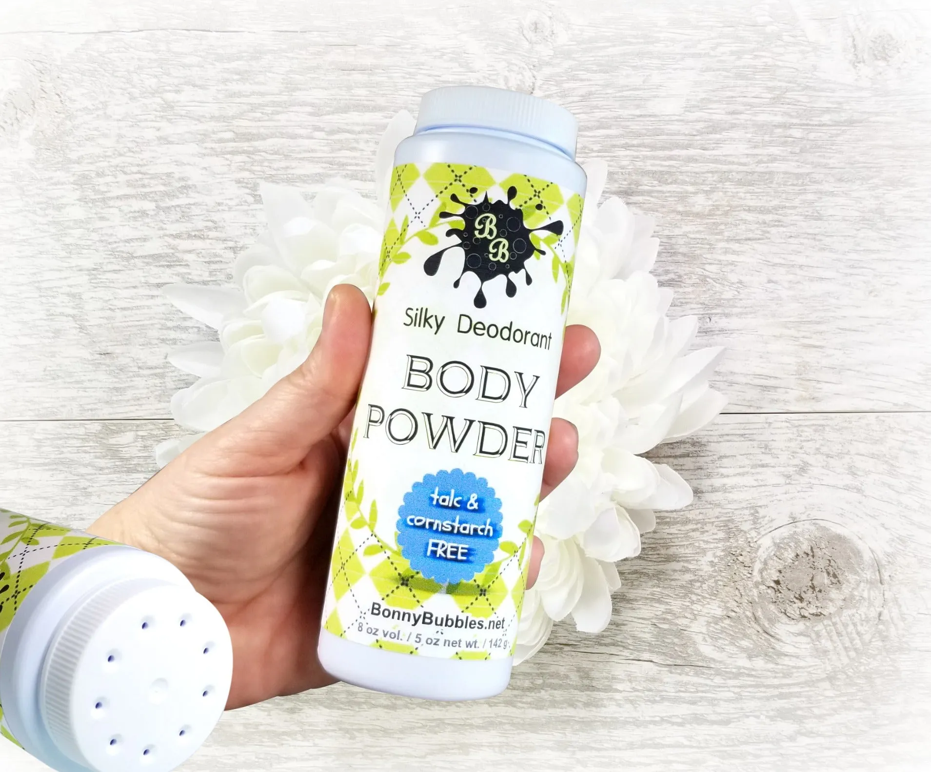 MERRY BERRY Body Powder, 8oz - Talc and Cornstarch Free, fruit medley