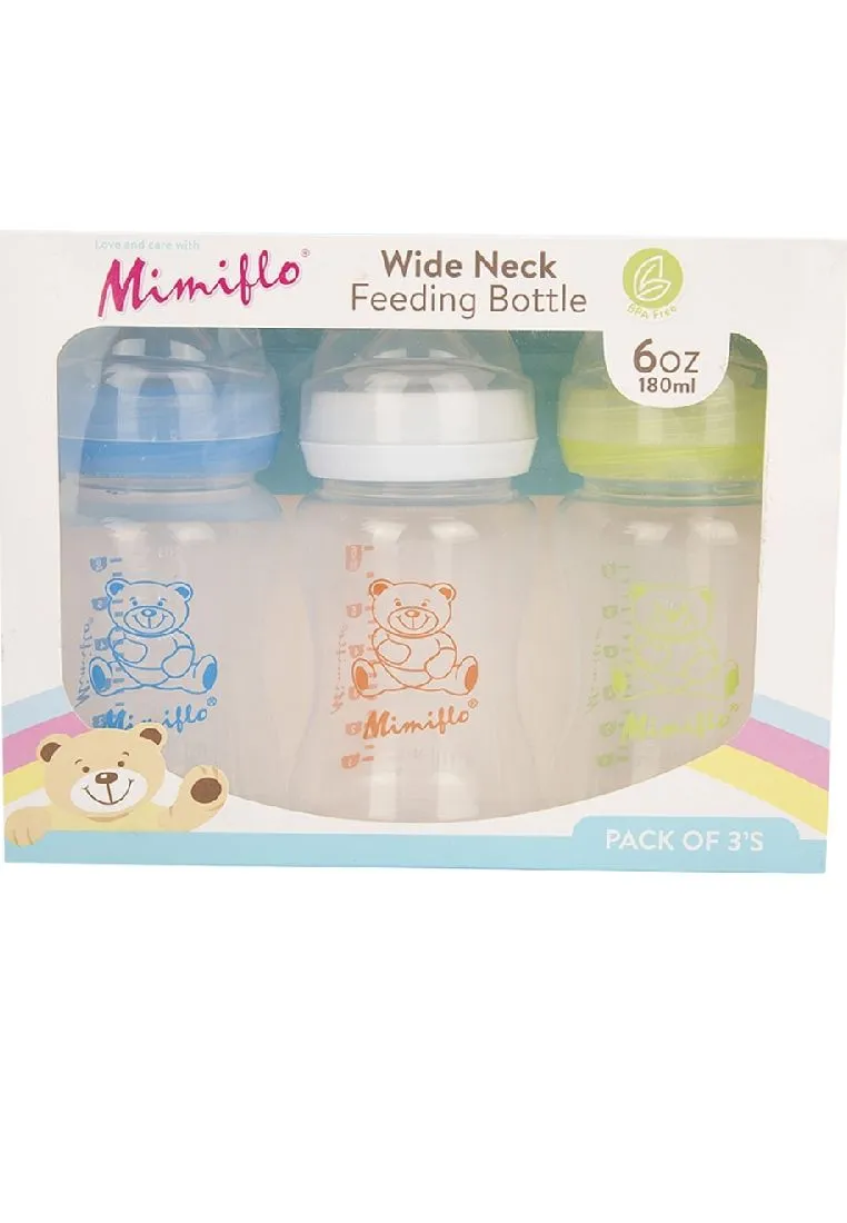 Mimiflo 3 piece Wide-neck PP Feeding Bottle 6oz