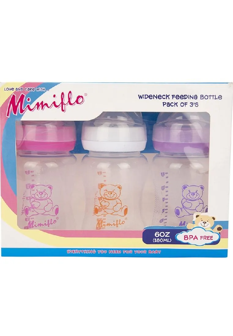 Mimiflo 3 piece Wide-neck PP Feeding Bottle 6oz