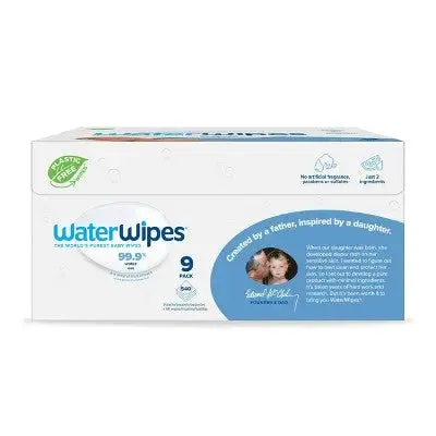 Open Box - WaterWipes Plastic-Free Original Unscented 99.9% Water Based Baby Wipes - 540ct