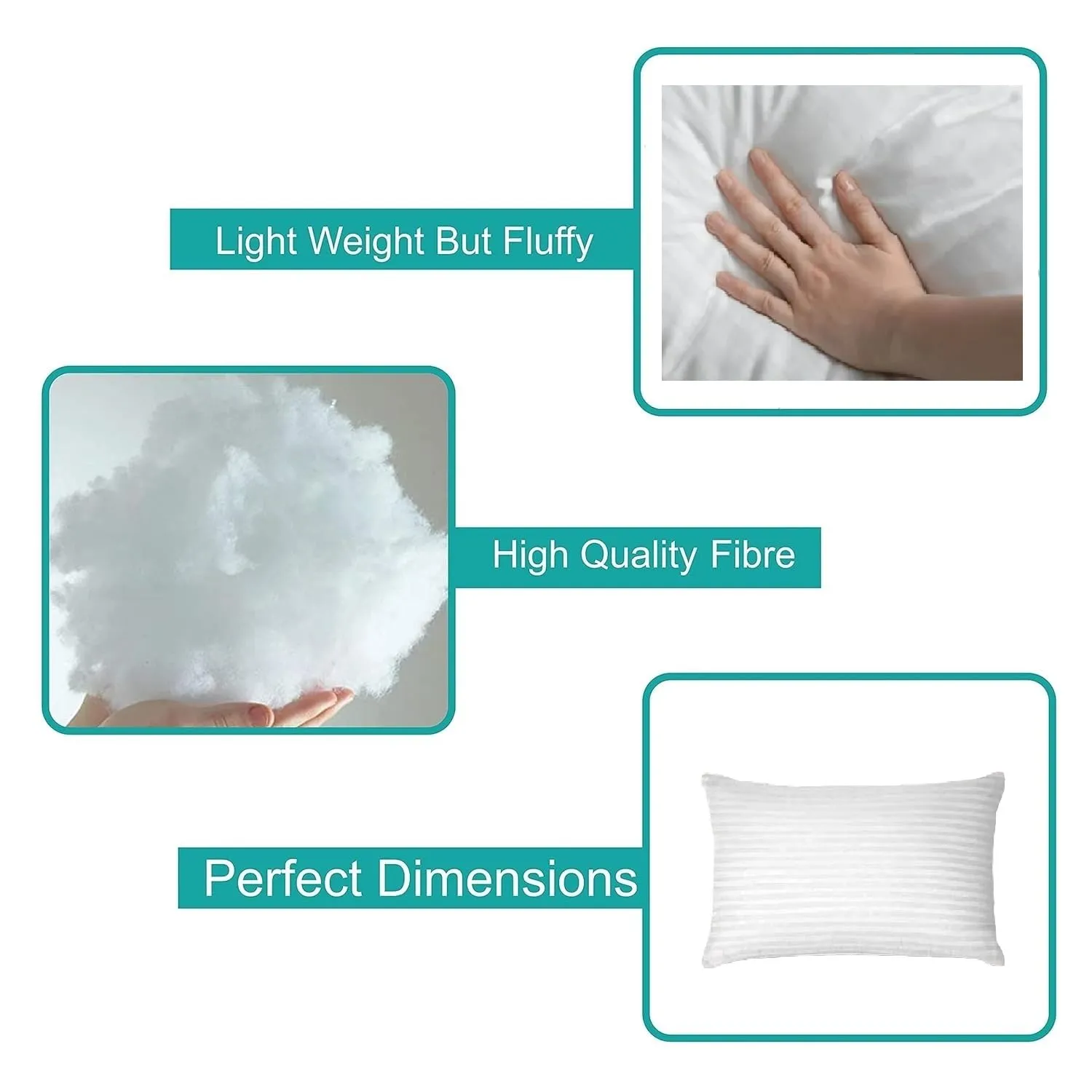 Perfect Sleeper Arika Microfiber Hotel Quality Premium Fibre Soft Cushion, Pillow Filler, 12x18 Inches, White, Set of 2