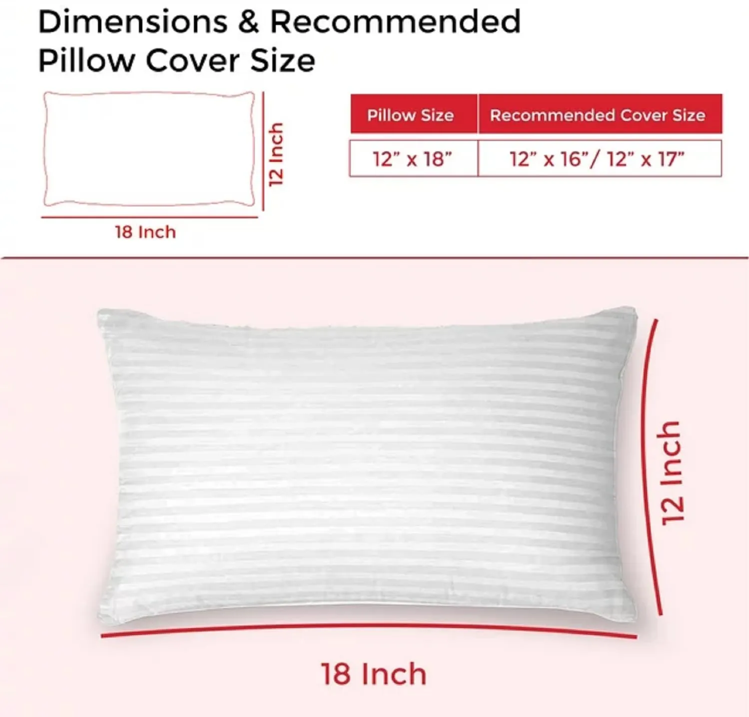 Perfect Sleeper Arika Microfiber Hotel Quality Premium Fibre Soft Cushion, Pillow Filler, 12x18 Inches, White, Set of 2