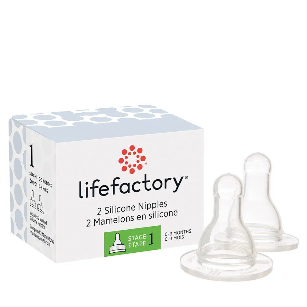 Silicone Nipples Stage 1 for 4oz and 9oz Glass Bottles-2 pack