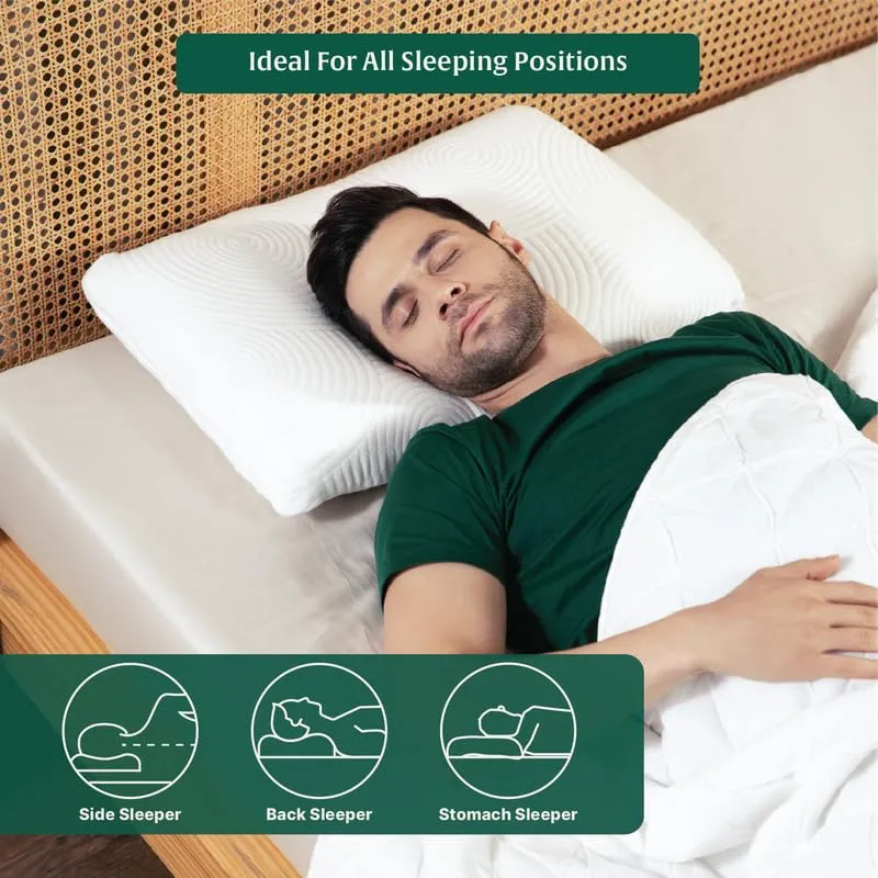 The White Willow Pillow for Neck Pain Relief-Pillow Set of 2-Memory Foam Pillow Cool Gel-Orthopedic Bed Pillow for Sleeping-Cervical Pillow for Neck & Shoulder Pain-Medium Firm Pillow-King Size-5" H