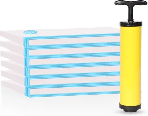 Vacuum Seal Bags Space-Saving Vacuum Storage Bags Includes 8 Compression Bags and Manual Pump, Medium 23.6"x31.5