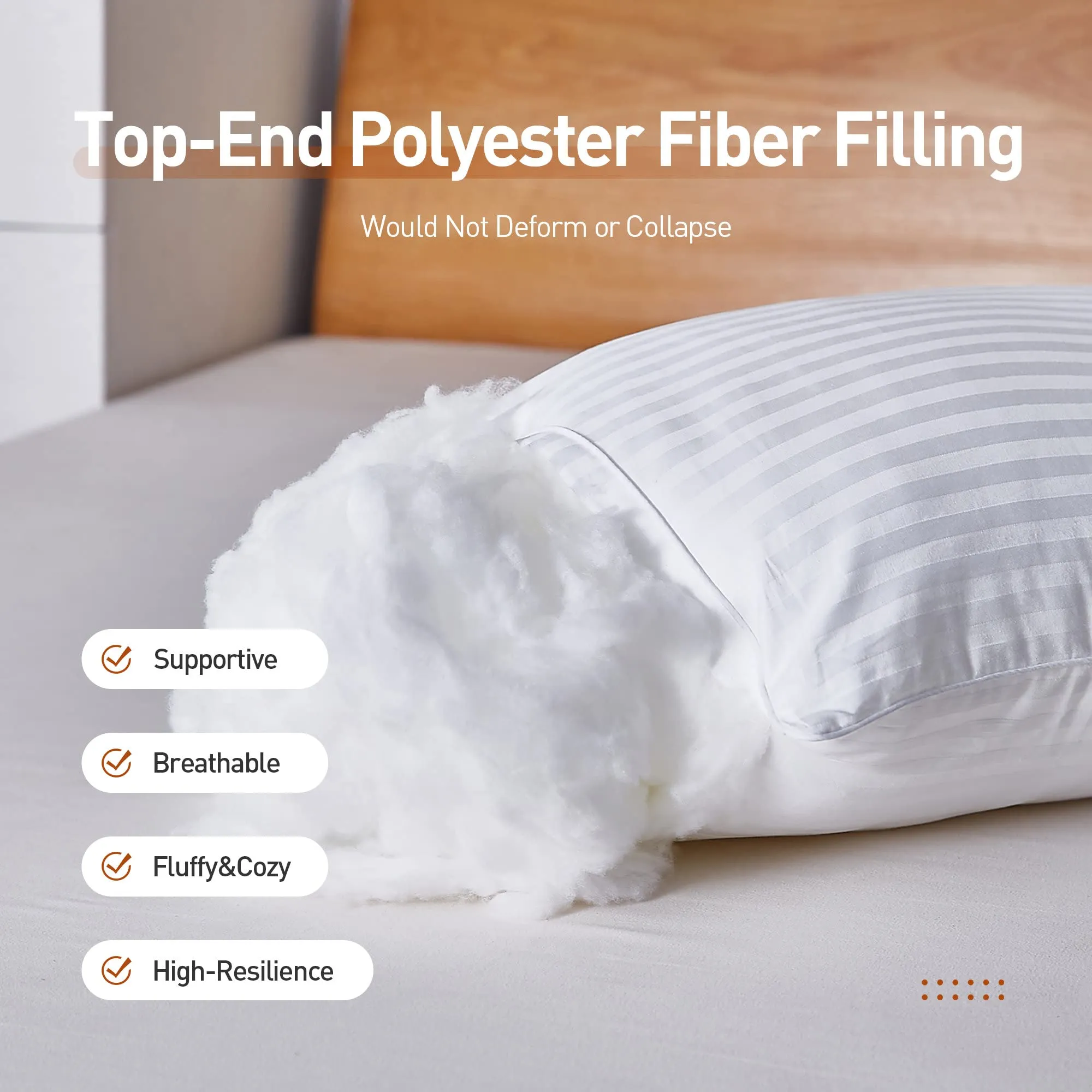 Wakewell Pillow | Pack/Set of 4 Pillows | Soft Hotel Quality | 61 x 41 cm, 3 Months Warranty | (4 Pillows)